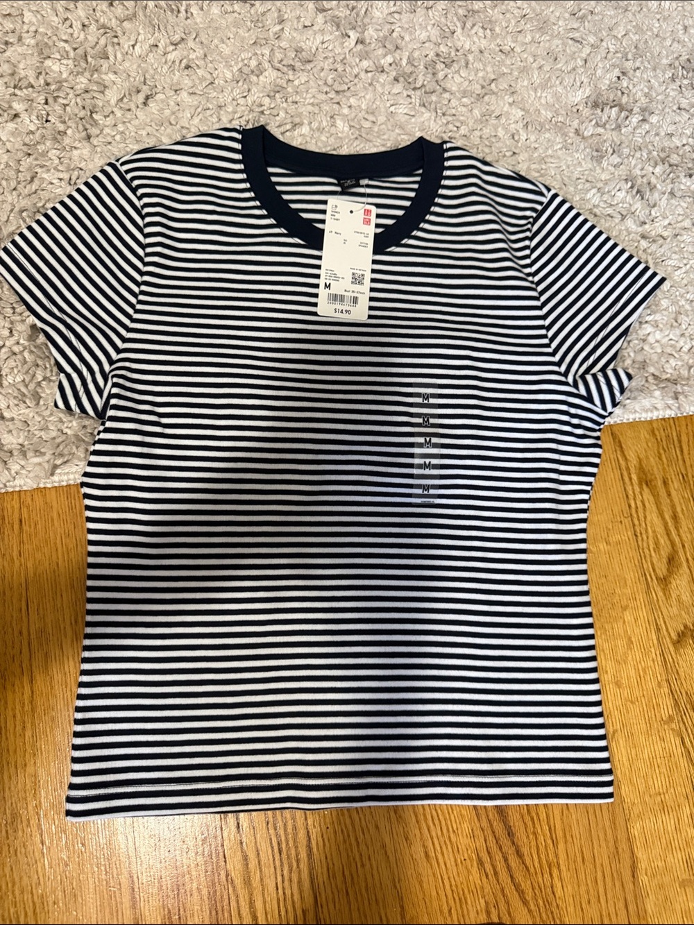 Women Striped Short-Sleeve Tee - Black & White